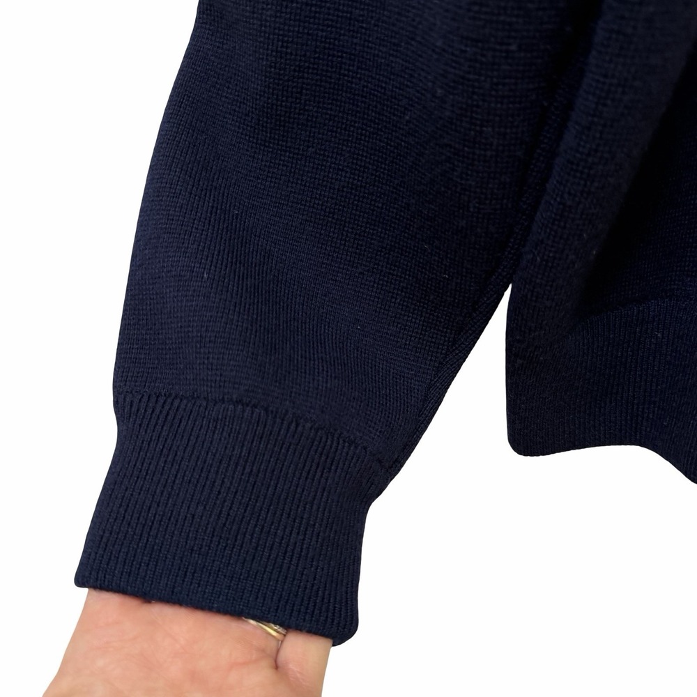 J Crew Womens‎ Merino Wool Full Zip Boxy Sweater Size XL Navy Blue Office Career - Picture 7 of 8
